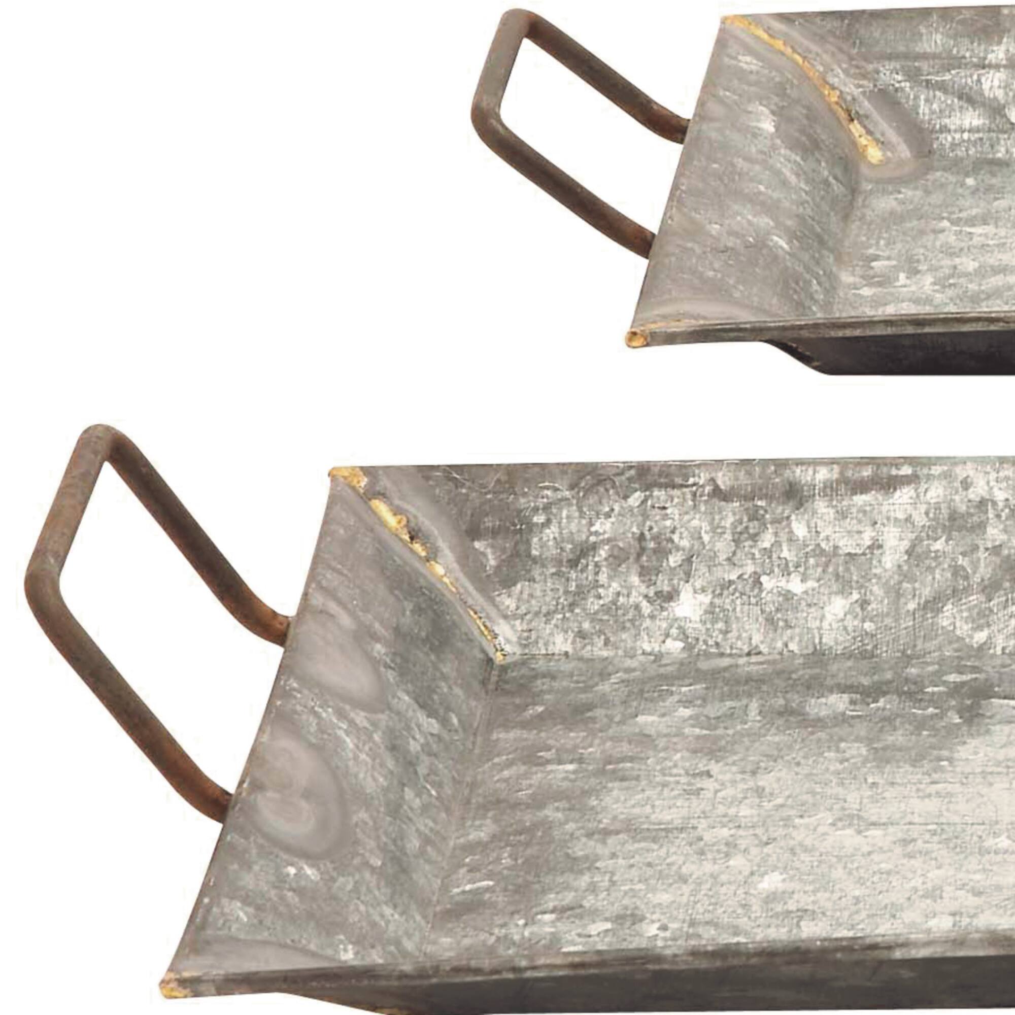 Gray Metal Farmhouse Tray Set